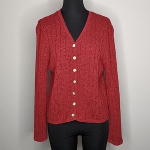 Pendleton Button Sweater Cardigan Red Berry Sz L